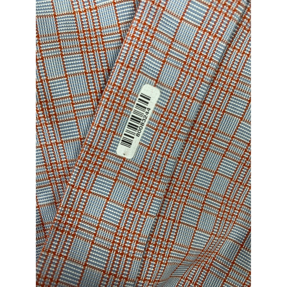 Thomas Pink Mens 15 Orange Blue Check Slim Fit French Cuff Cotton Dress Shirt - Picture 10 of 12